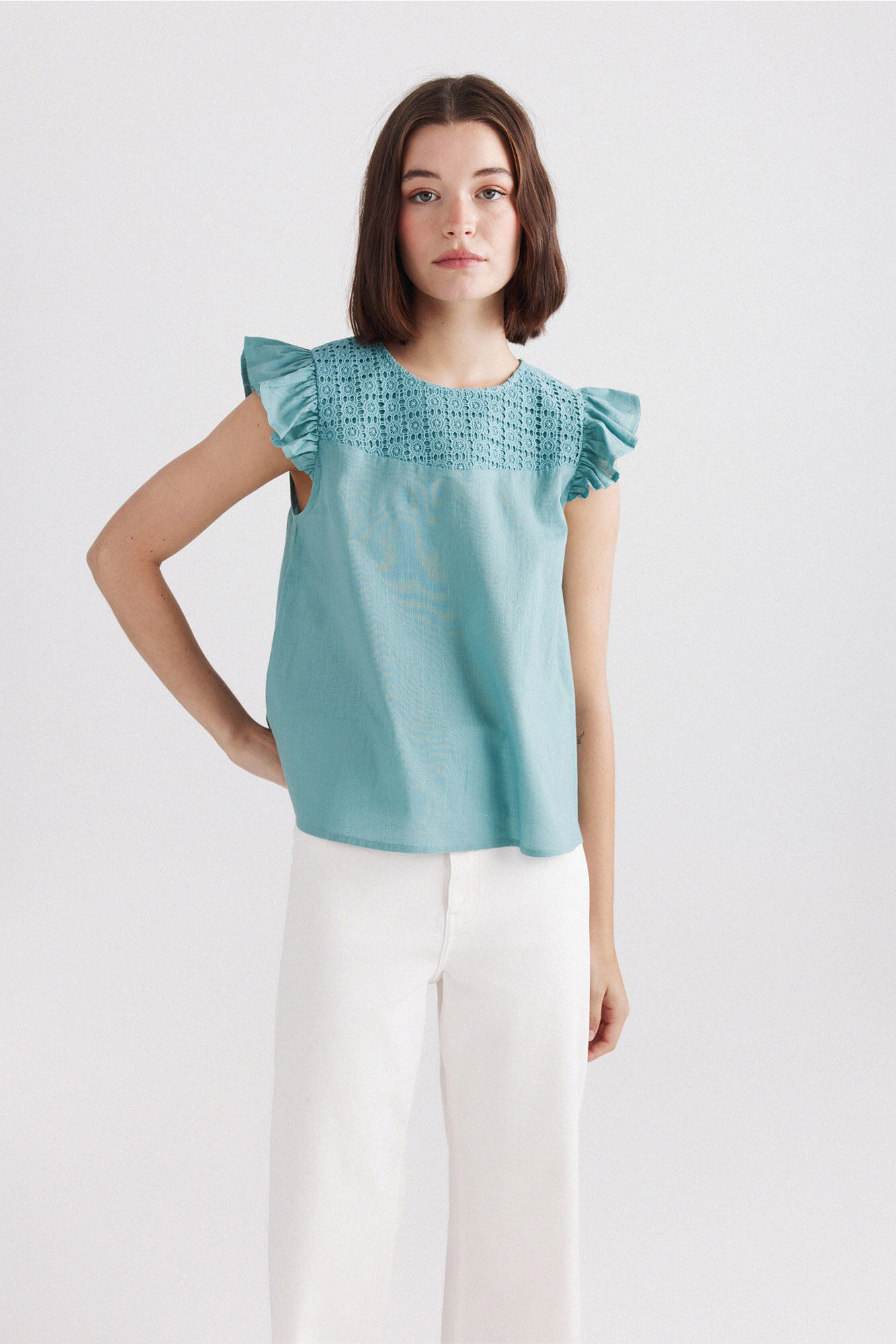 Springfield Blusa de crochet con volantes