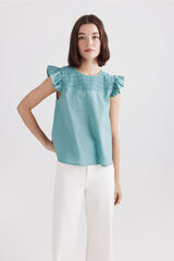 Springfield Blusa de crochet con volantes caza oscuro