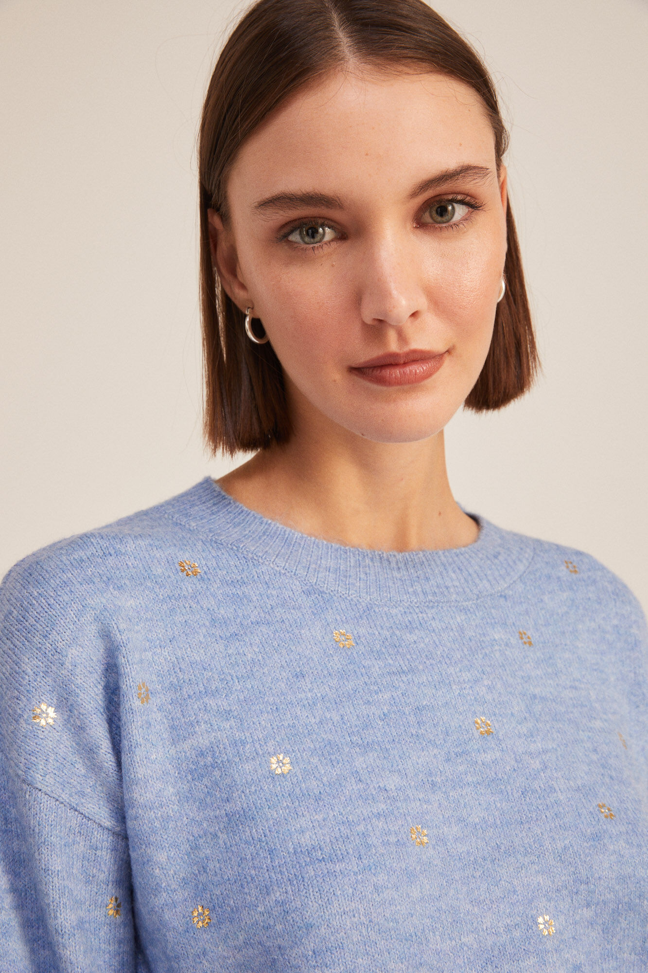 Springfield Su&eacute;ter Flores Metalizadas azul