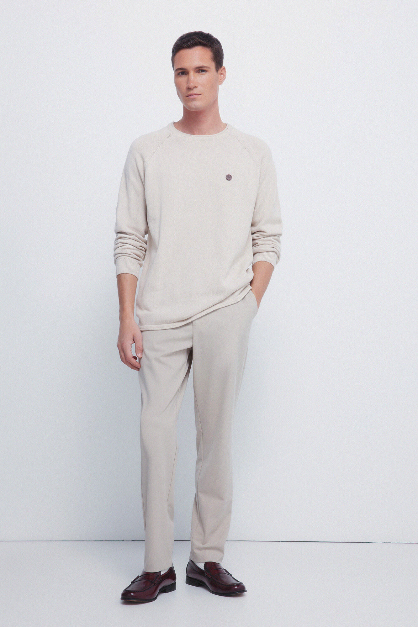 Springfield Jersey de cuello liso beige