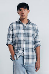 Springfield Camisa algodón slub cuadros azul indigo