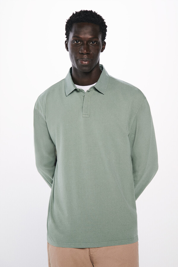 Springfield Polo manga larga lavado regular fit verde