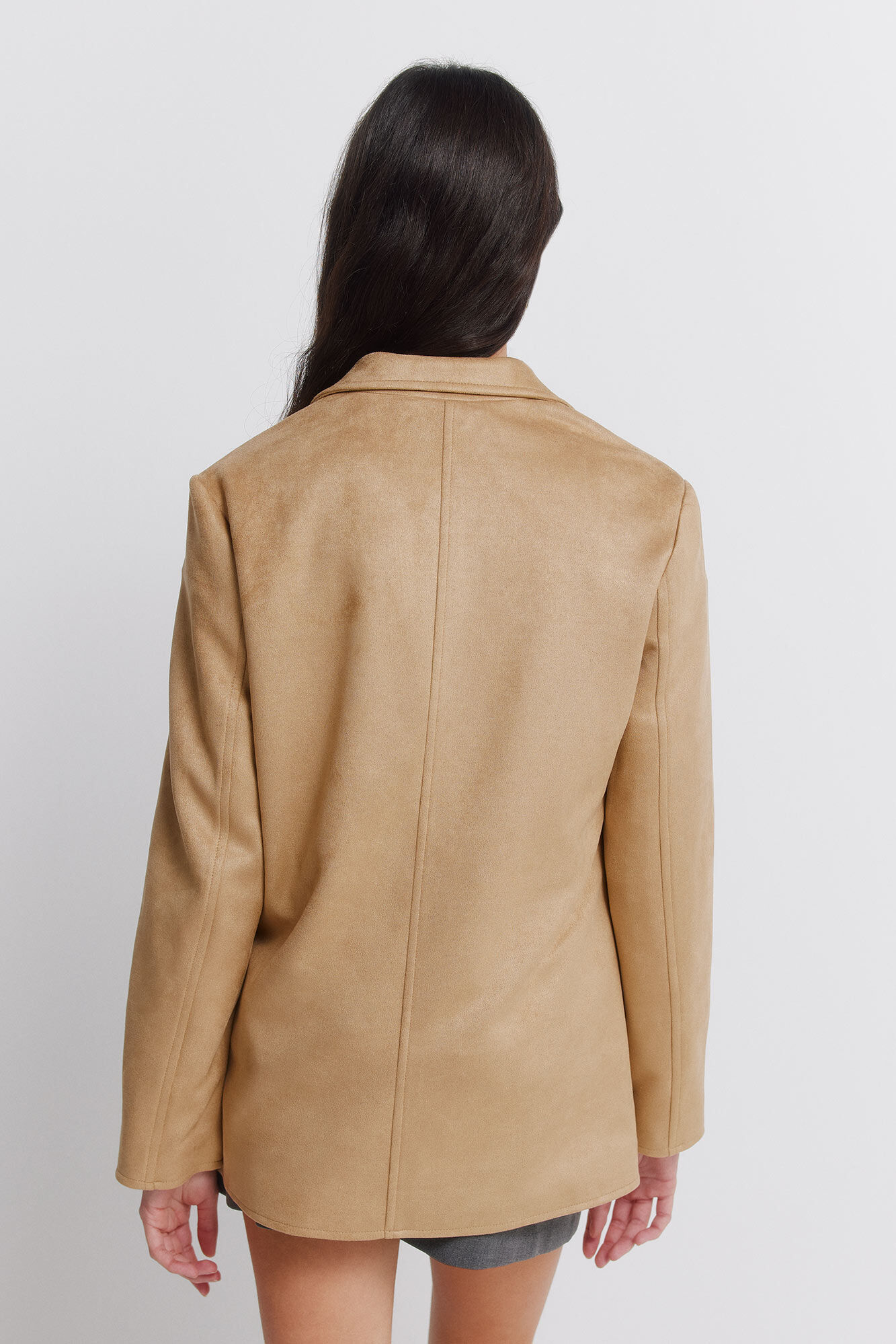 Springfield Blazer de ante sint&eacute;tico beige