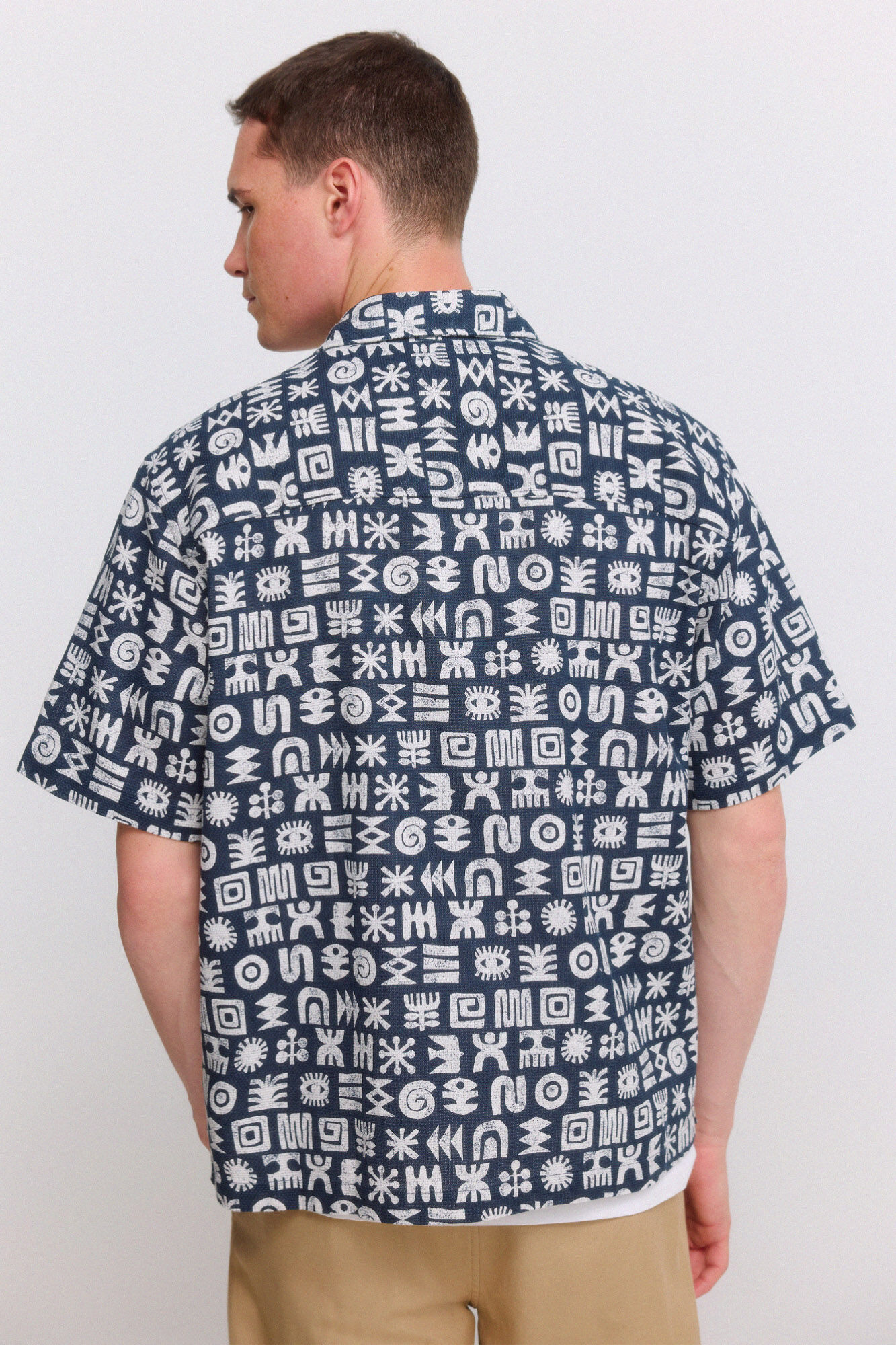 Springfield Camisa de manga corta con vuelta azul