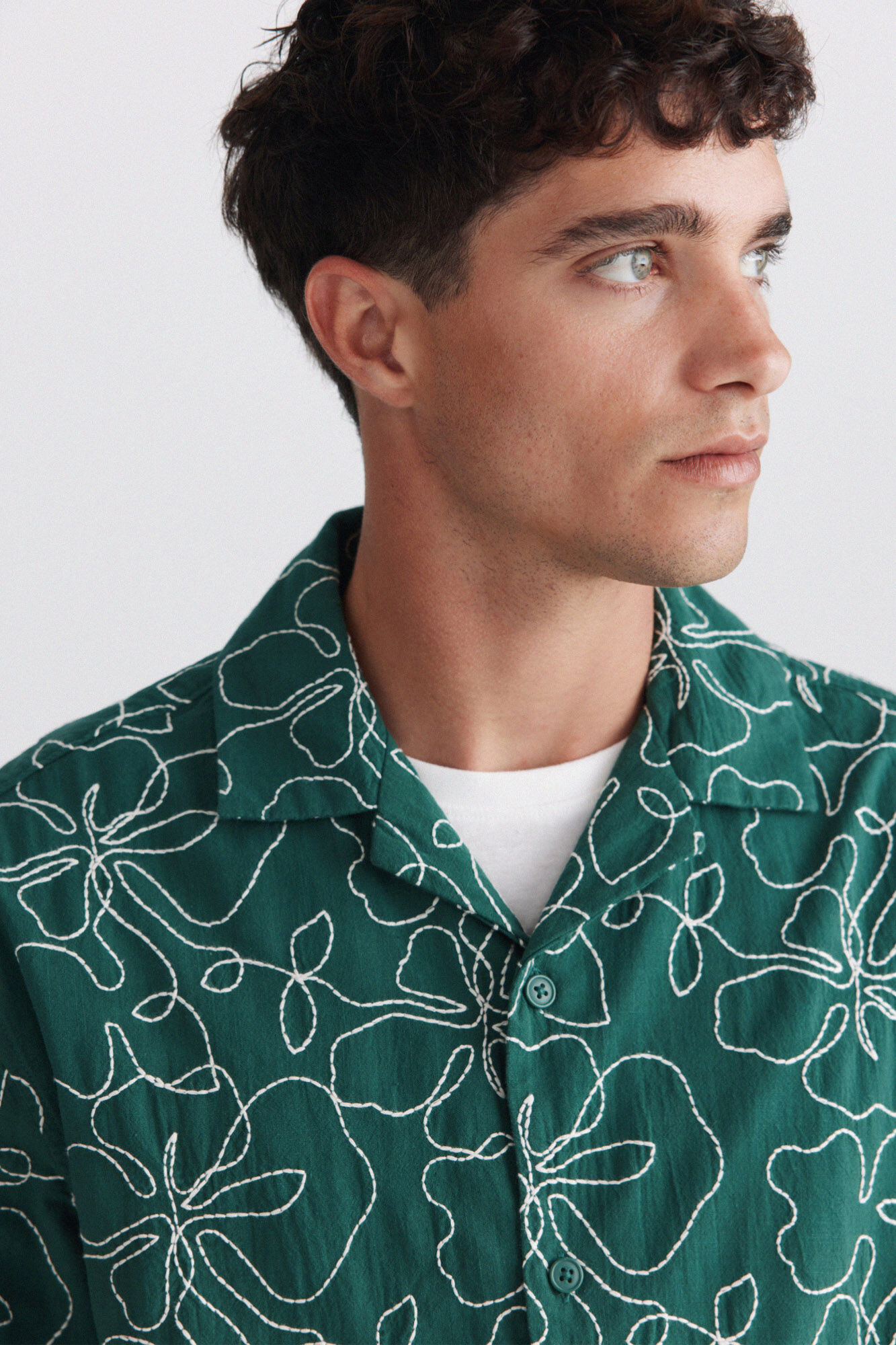 Springfield Camisa bowling de manga corta bordada