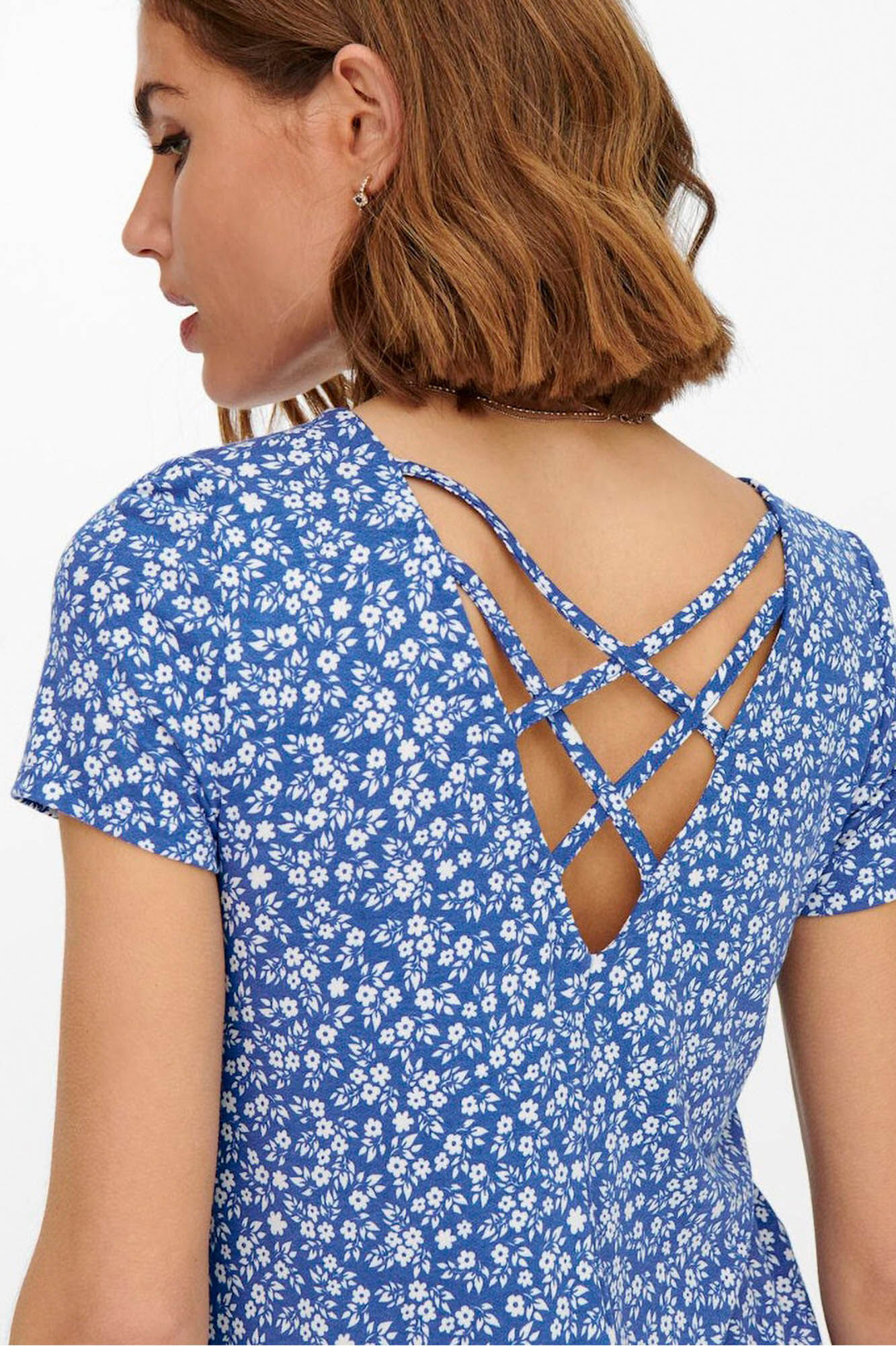 Only Vestido corto manga corta azul tinta