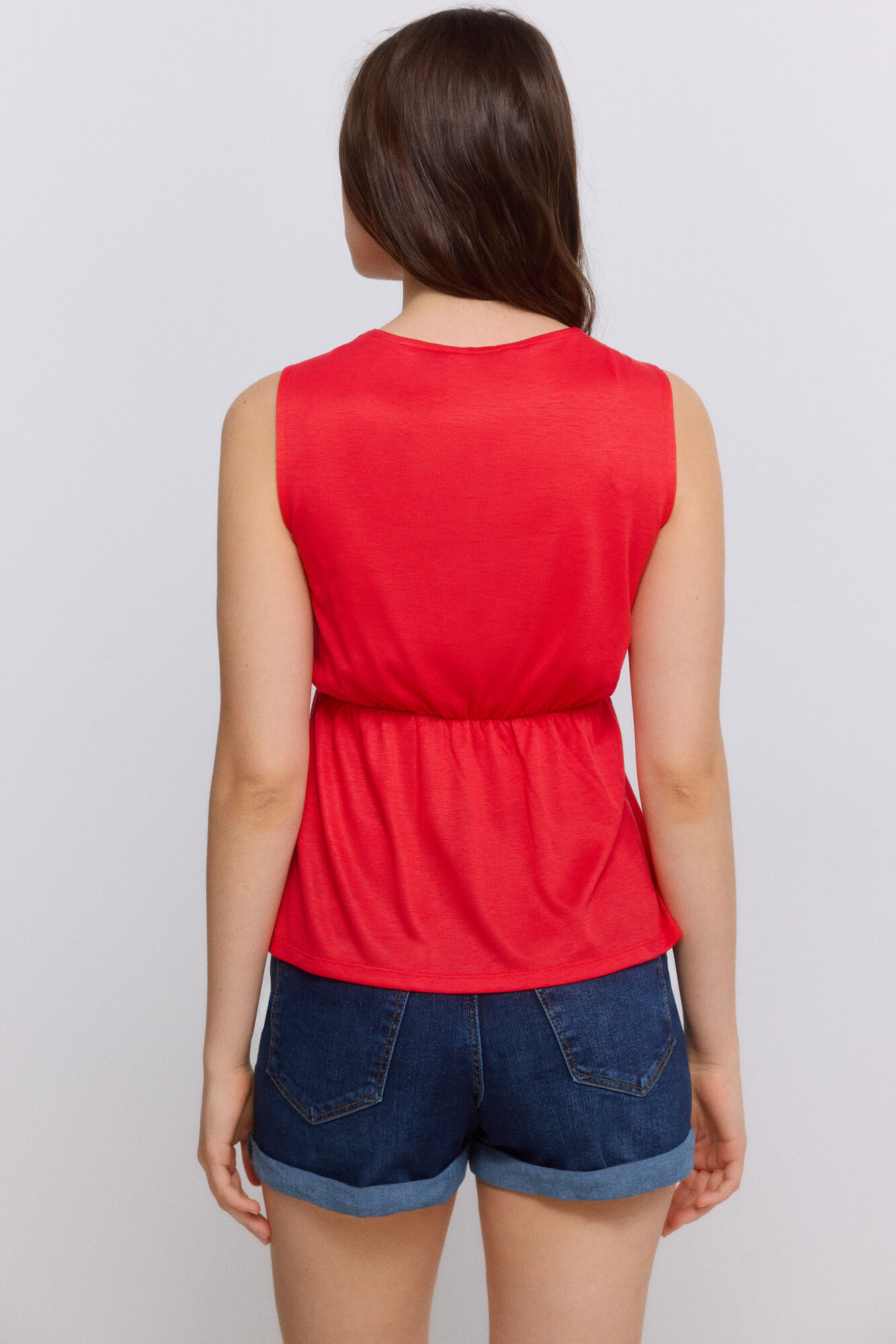 Springfield Playera sin mangas de crochet rojo