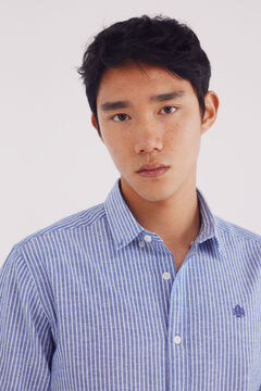 Springfield Camisa lino rayas azulado