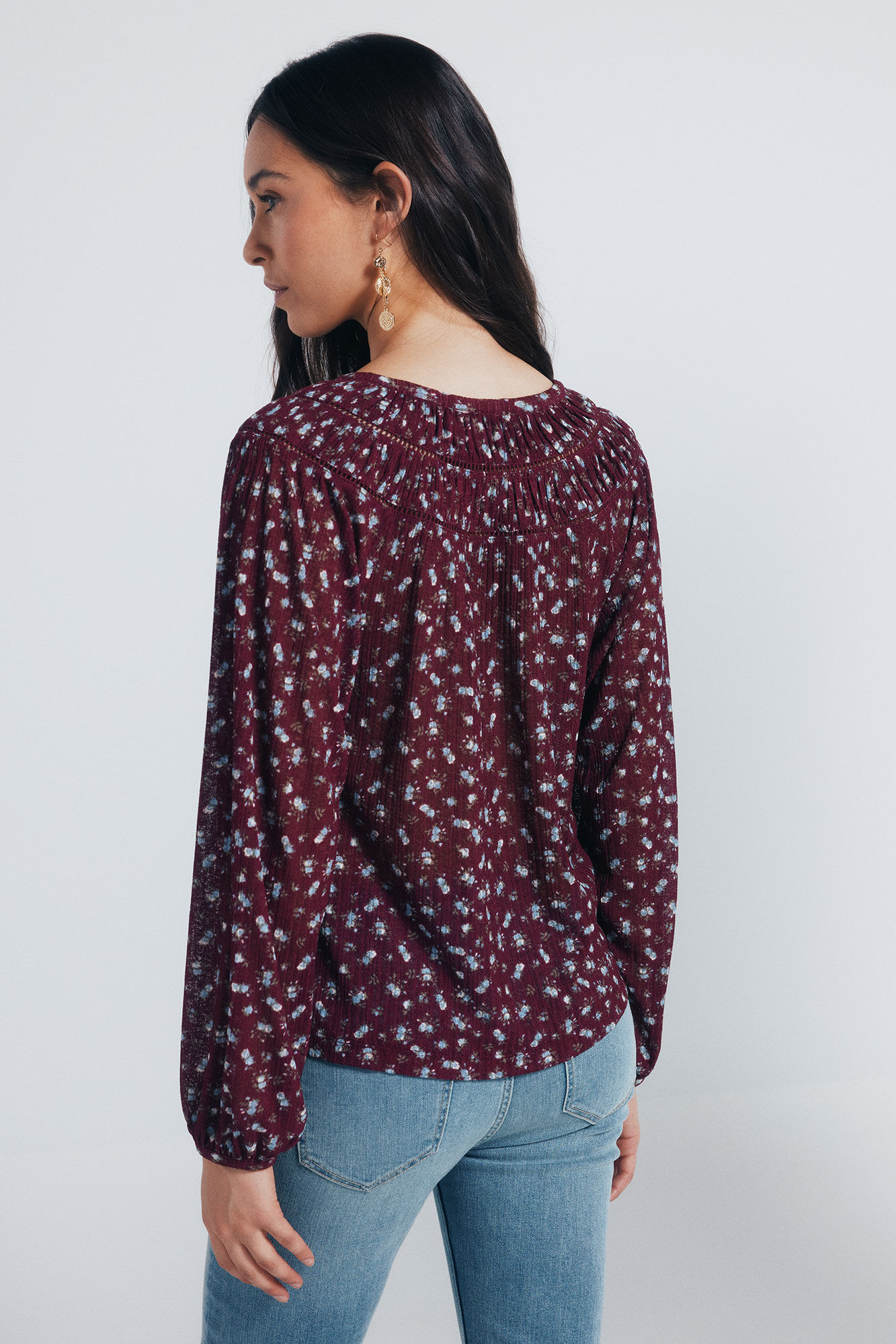 Springfield Blusa fluida lace insertado p&uacute;rpura