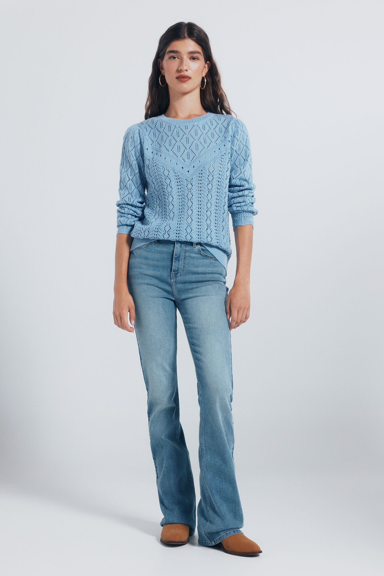 Springfield Su&eacute;ter tejido pointelle azul mezcla