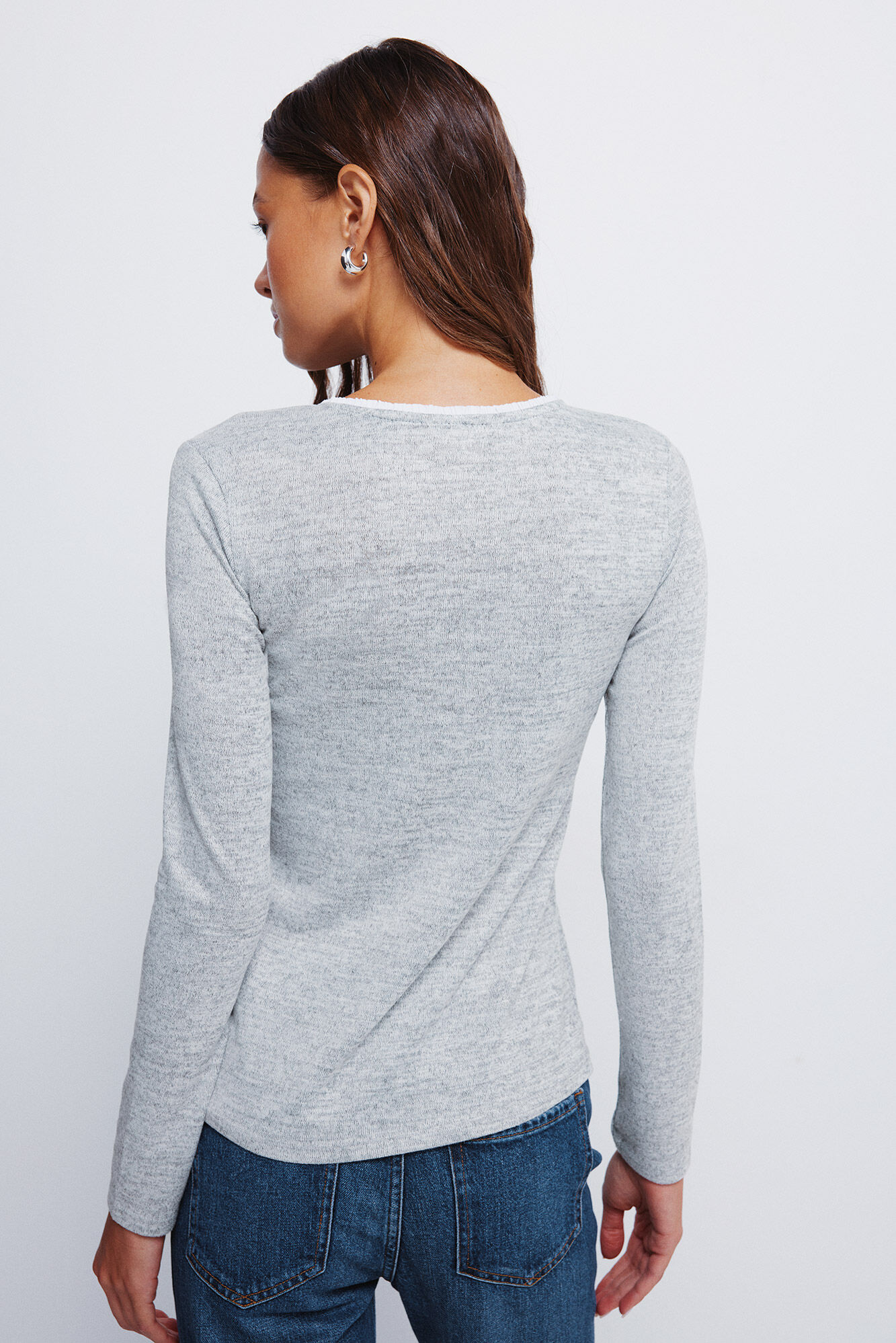 Springfield Playera con cuello y botones en los cuello  gris