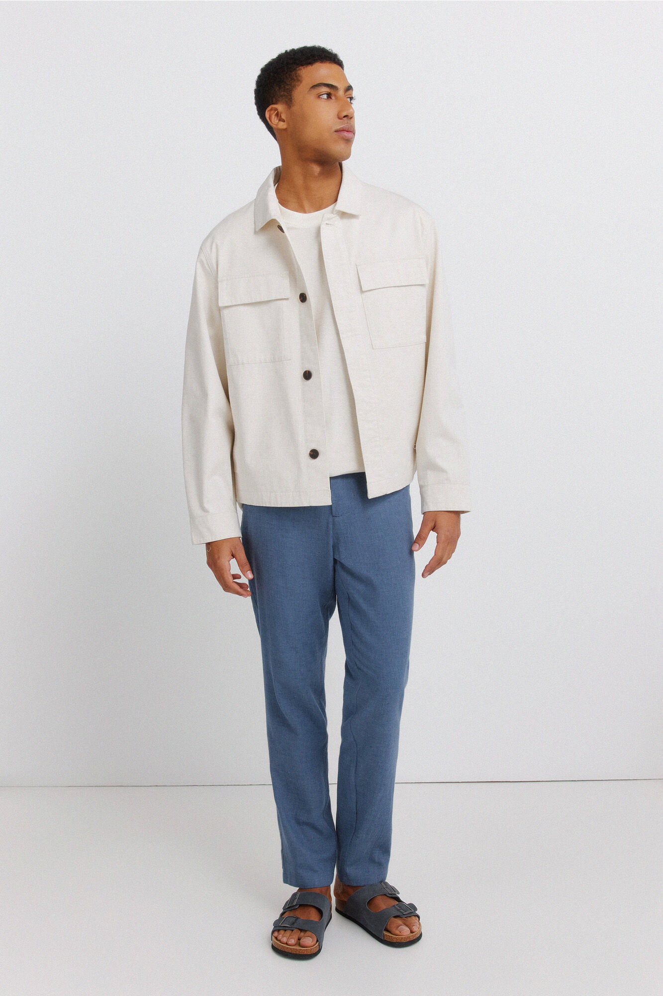 Springfield Pantal&oacute;n slim fit comfort de lino con estructura