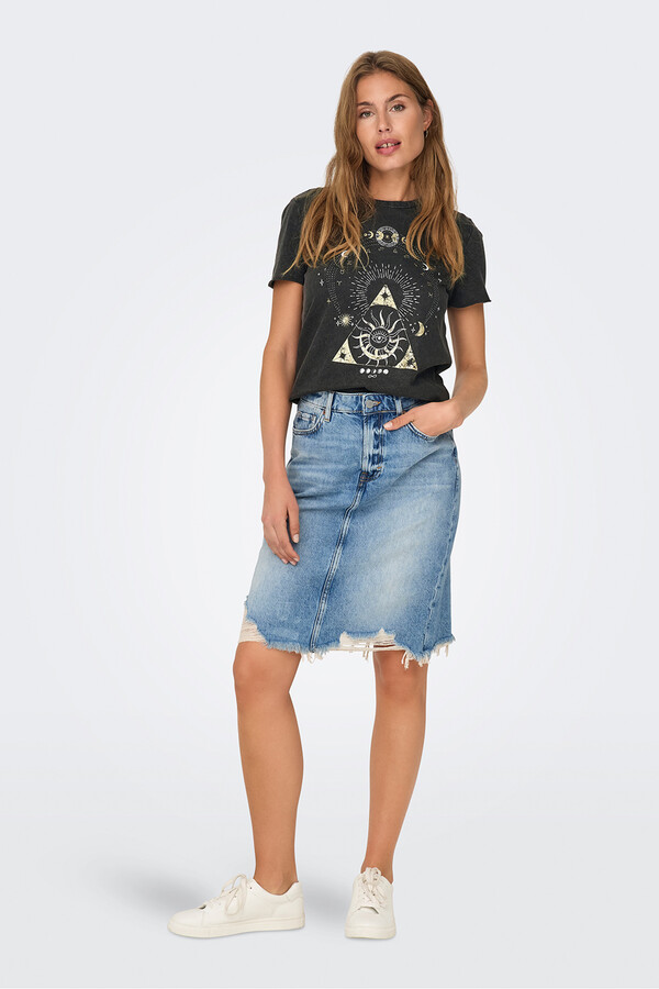 Only Playera estampada de manga corta gris