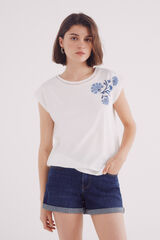 Springfield Playera gráfica lace cuello estampado