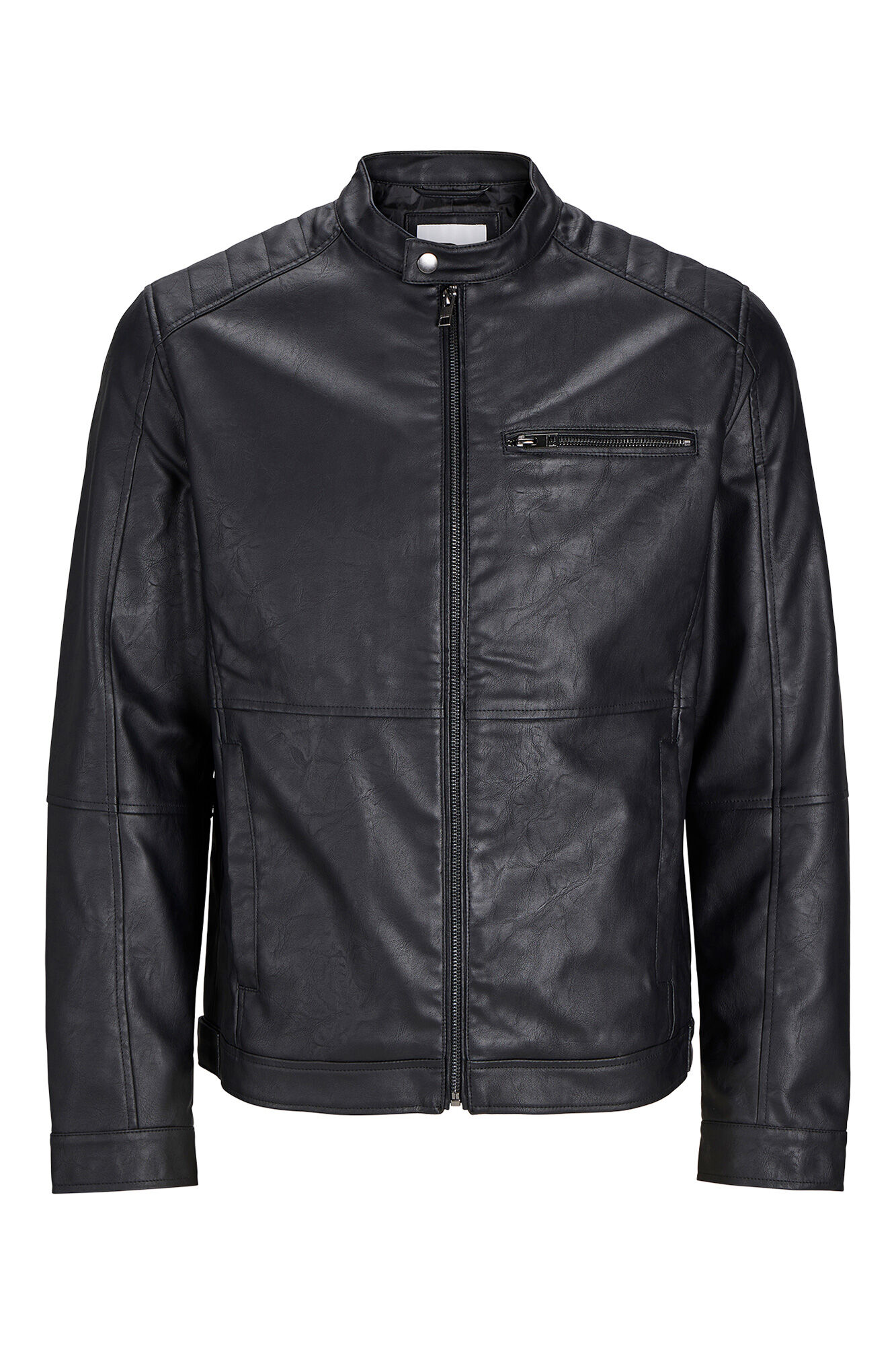 Jack & Jones Chamarra biker efecto piel negro