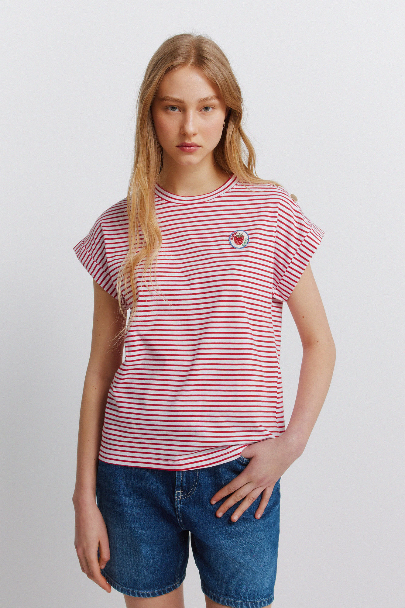 Springfield Playera de rayas con botones