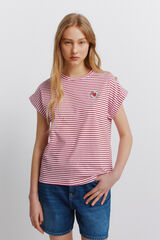 Springfield Playera de rayas con botones rojo