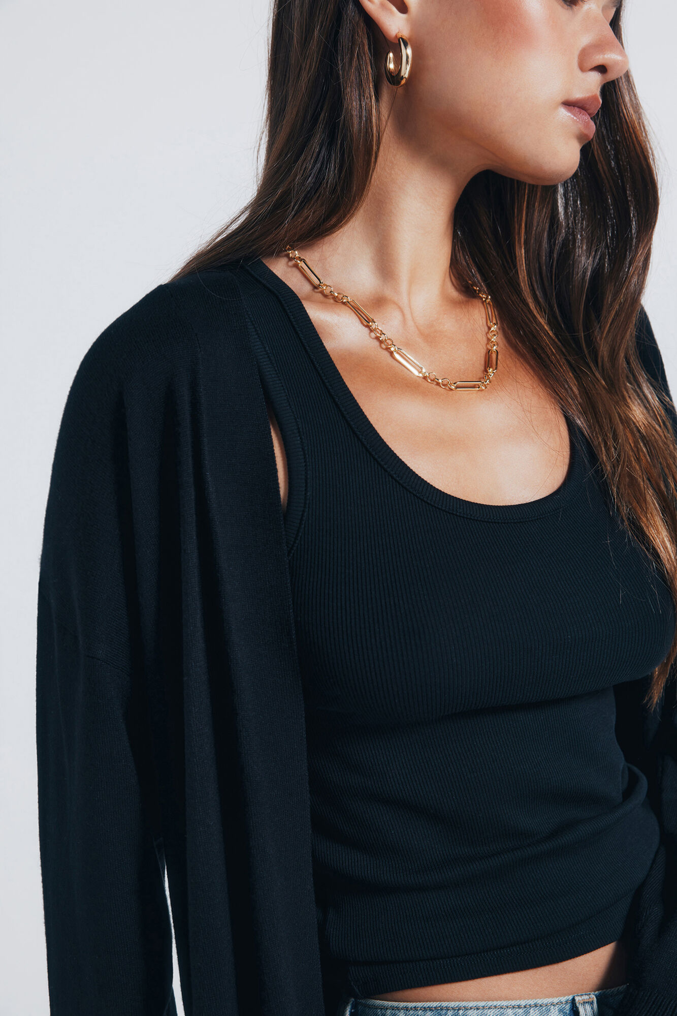 Springfield C&aacute;rdigan abierto ligero negro