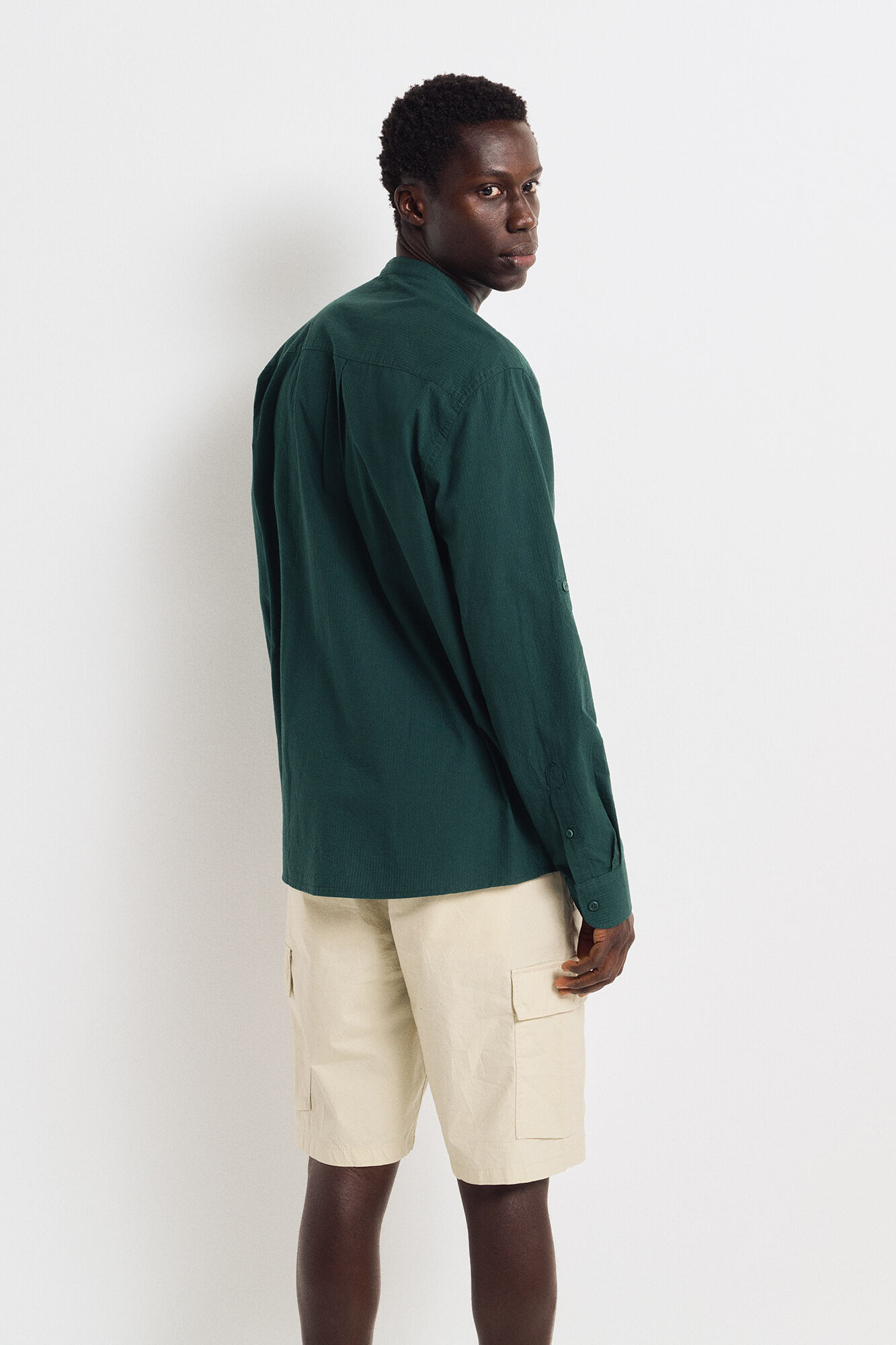 Springfield Camisa seersucker mao caza oscuro