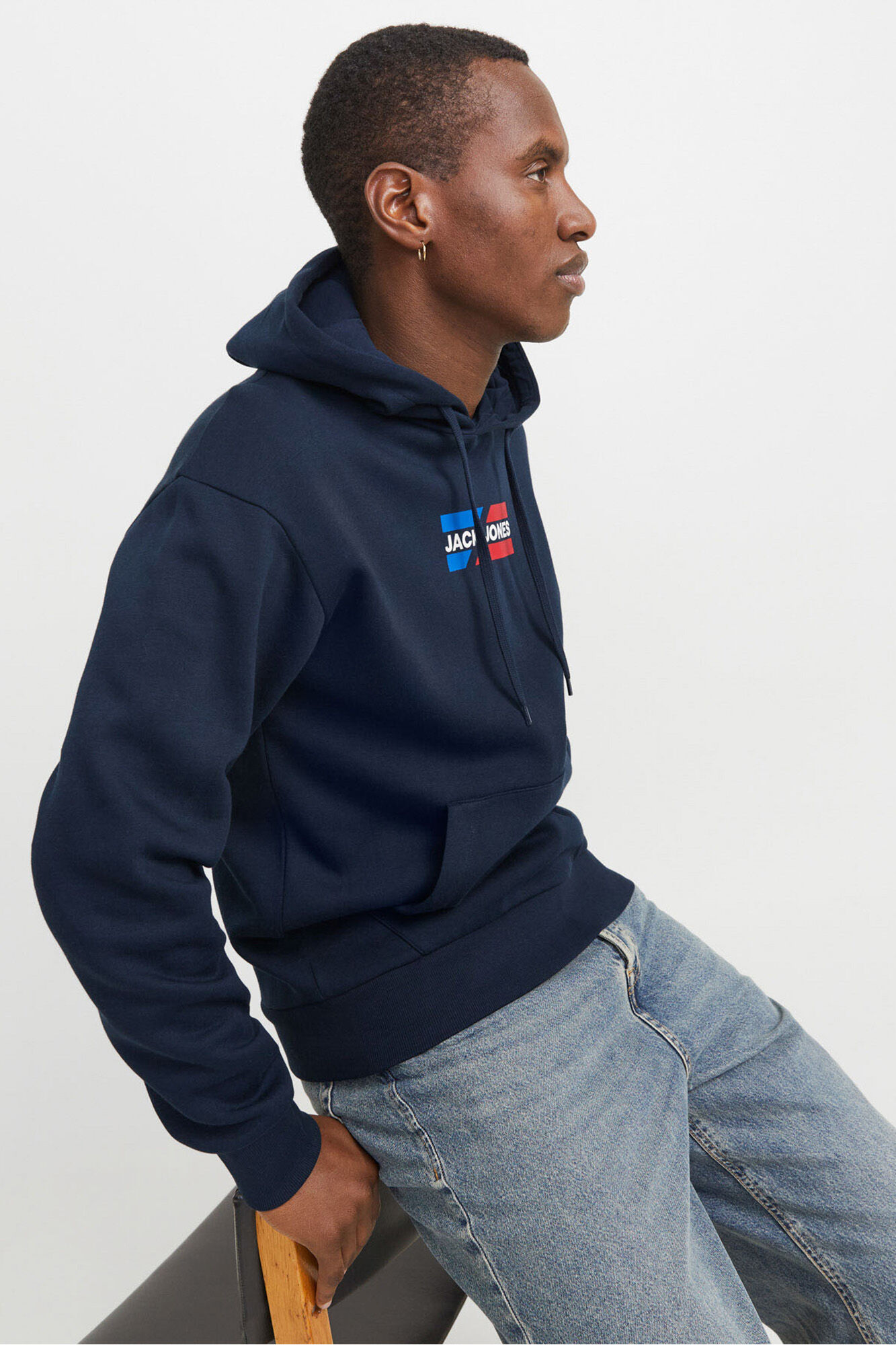 Jack & Jones Sudadera con logo frontal marino