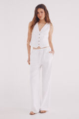 Springfield Pantalón lino ancho natural