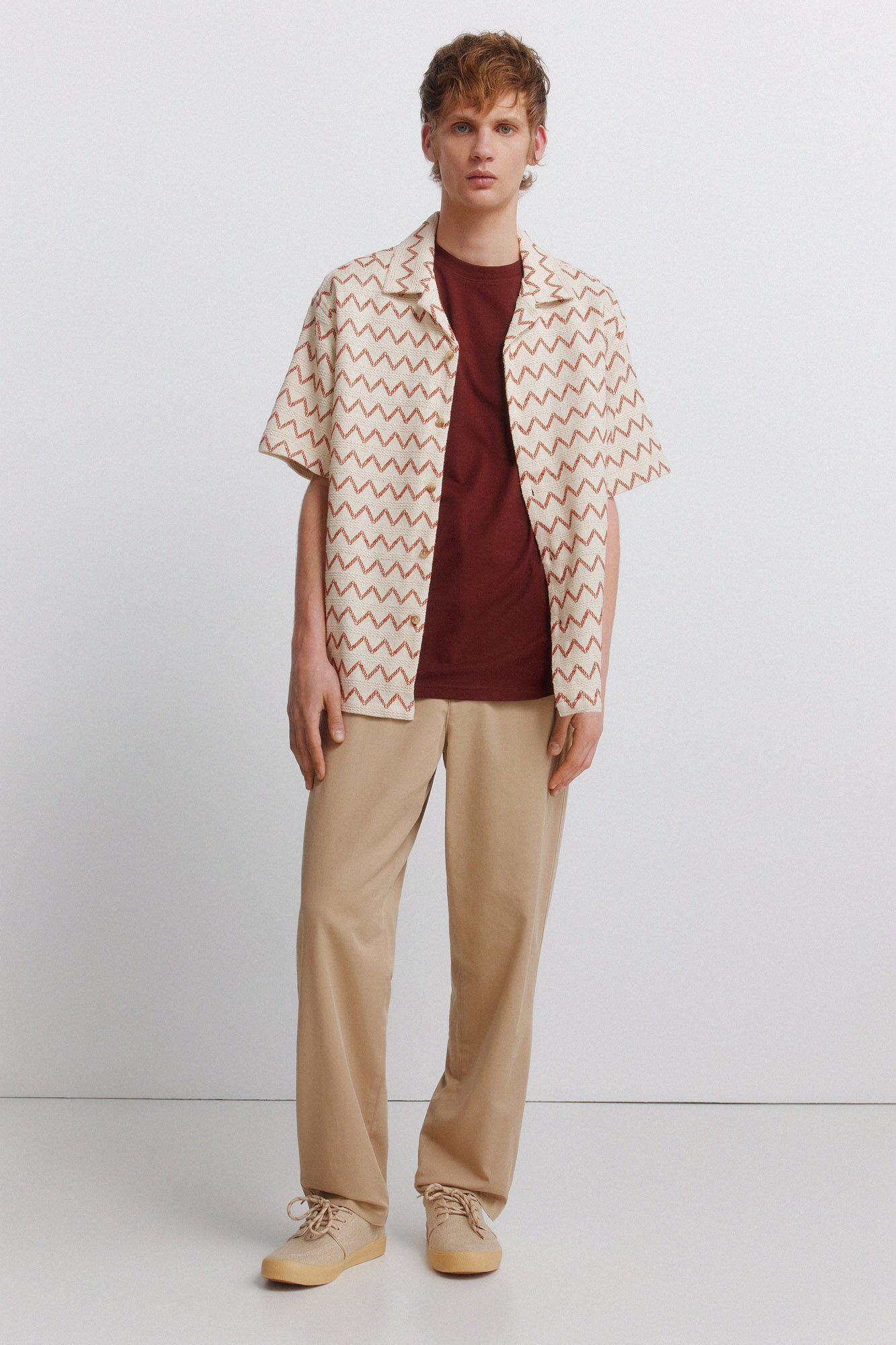 Springfield Camisa bowling de tejido estampado blanco