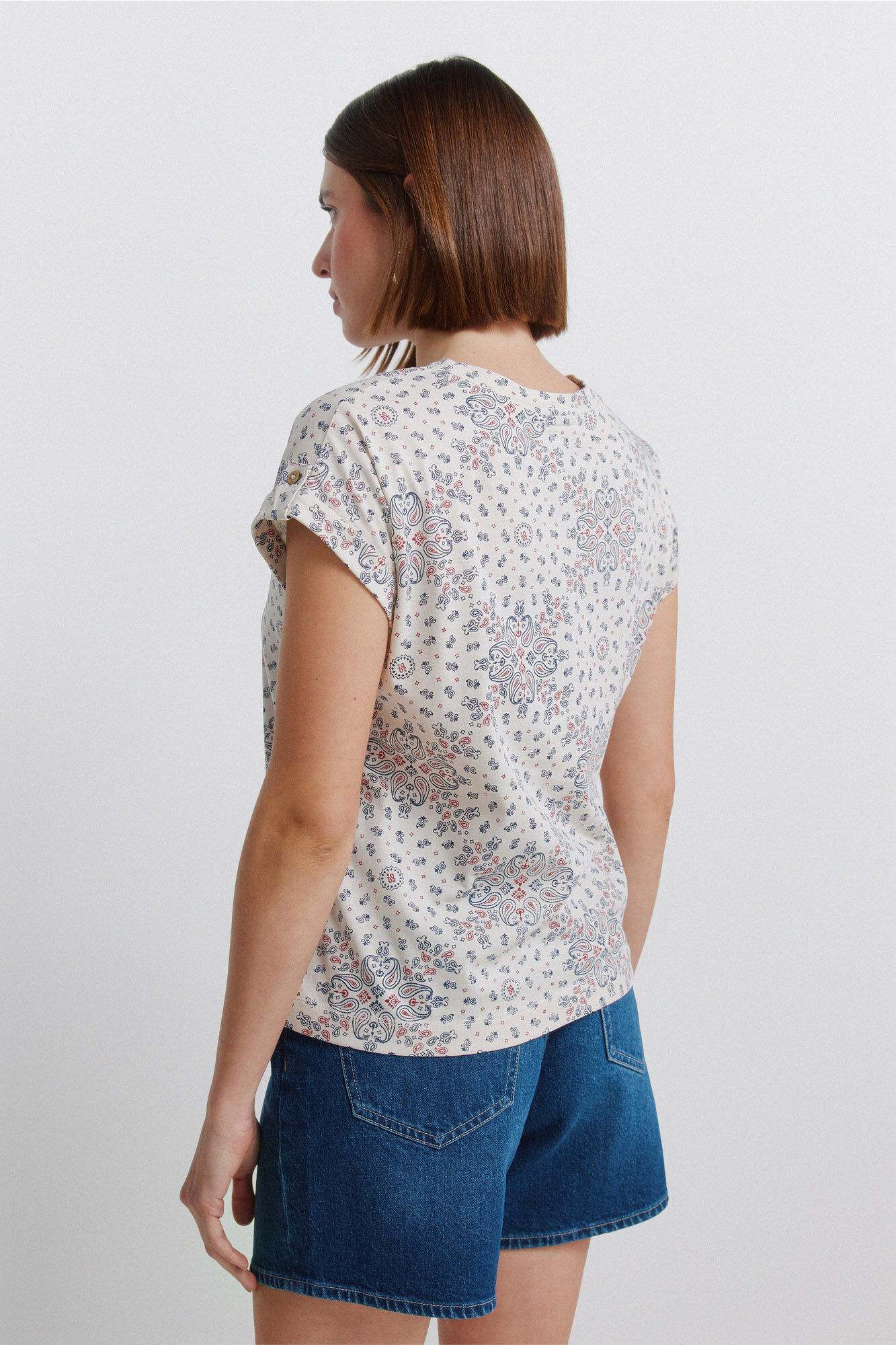 Springfield Playera de manga doblada beige