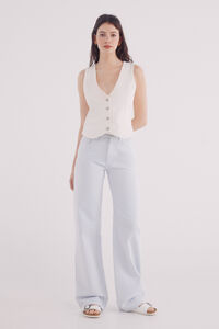 Springfield Jeans wide leg rayas algodón café