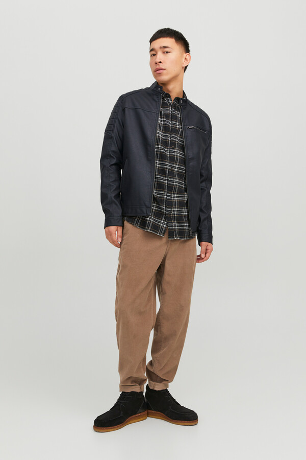 Jack & Jones Chamarra simil cuero negro