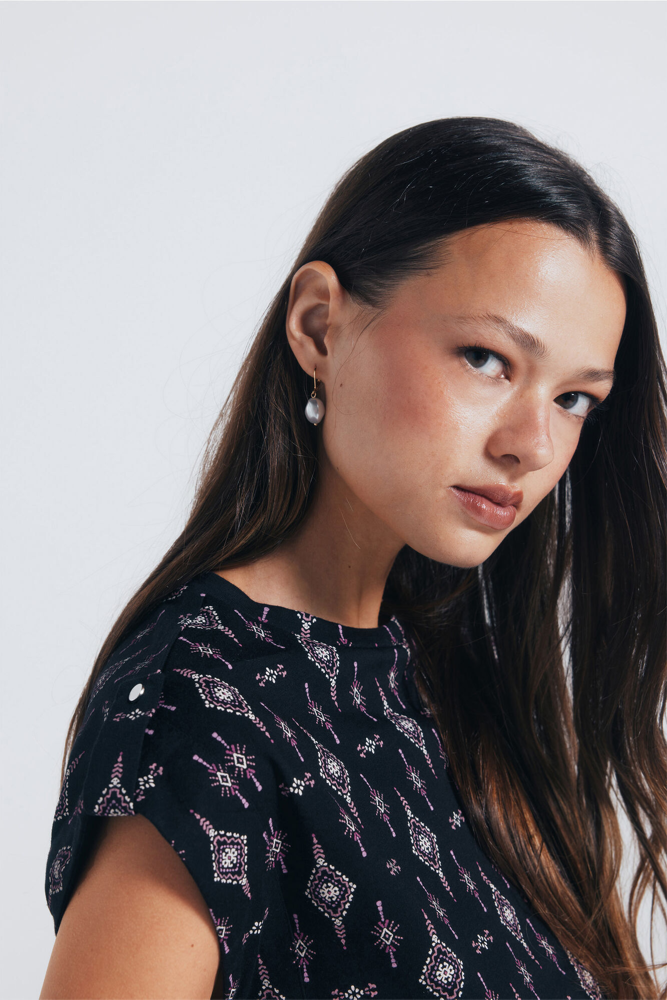 Springfield Playera estampada manga trabilla negro