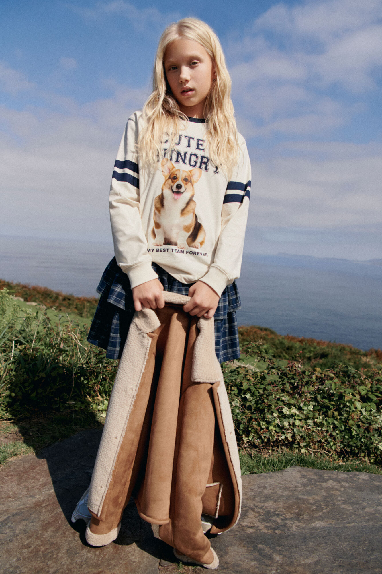 Springfield Kids Playera de manga larga de perro universitario para ni&ntilde;a blanco