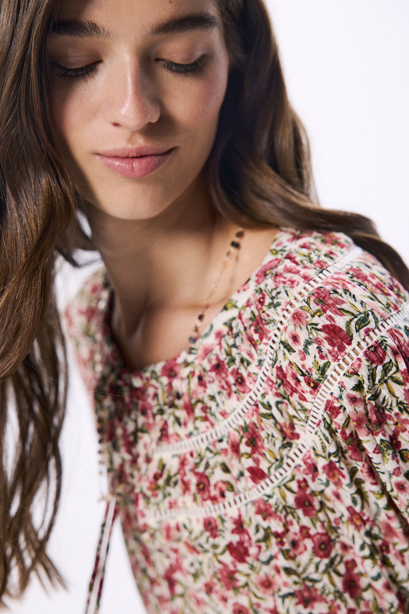 Springfield Blusa estampada lace beige