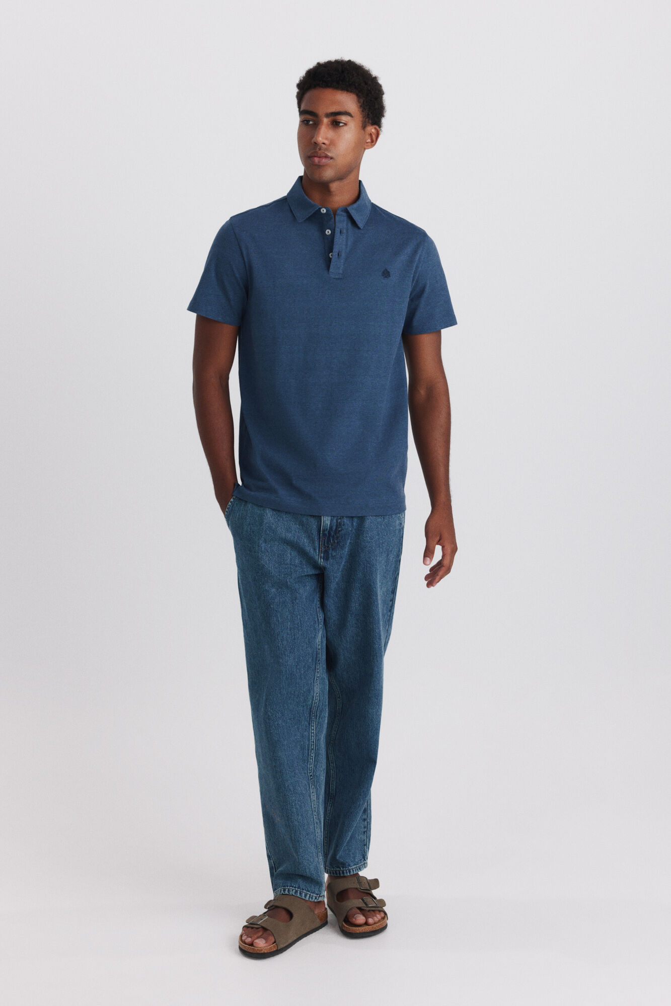 Springfield Polo de jersey de microraya slim fit azulado