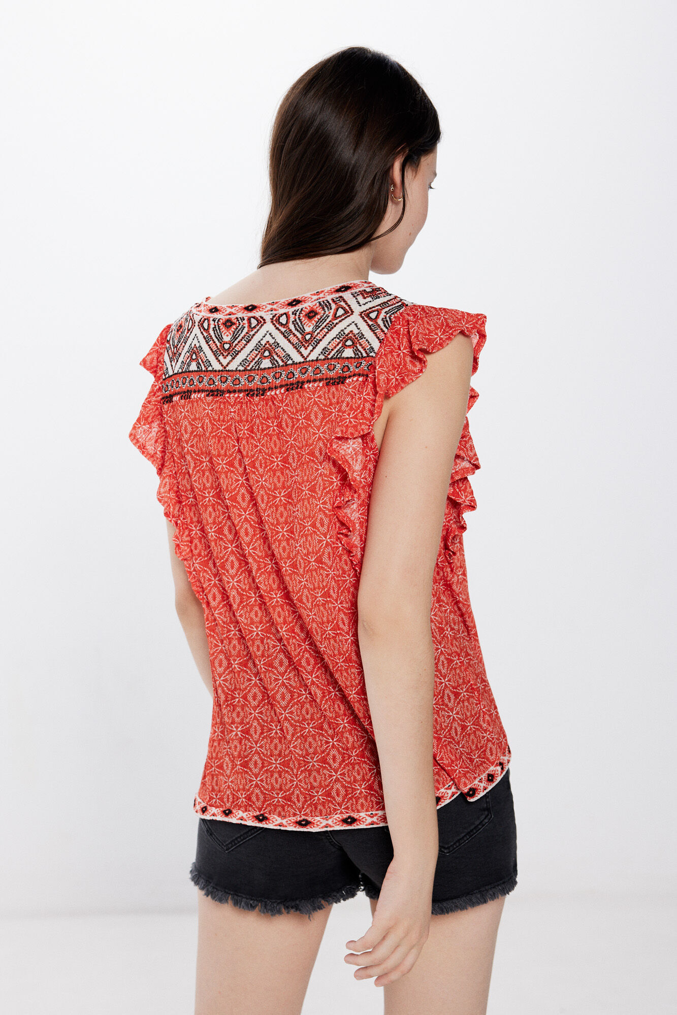 Springfield Top estampado mix cenefas rojo