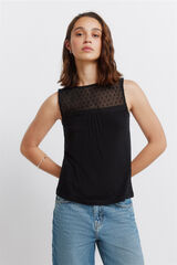 Springfield Playera de tirantes plumet&iacute; negro