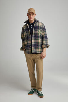 Springfield Sobrecamisa cuadros texto espalda beige