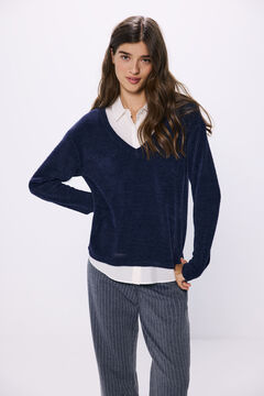 Springfield Playera chenilla combinada azul