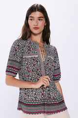 Springfield Blusa estampado mix beige