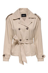 Only Gabardina corta con cintur&oacute;n beige