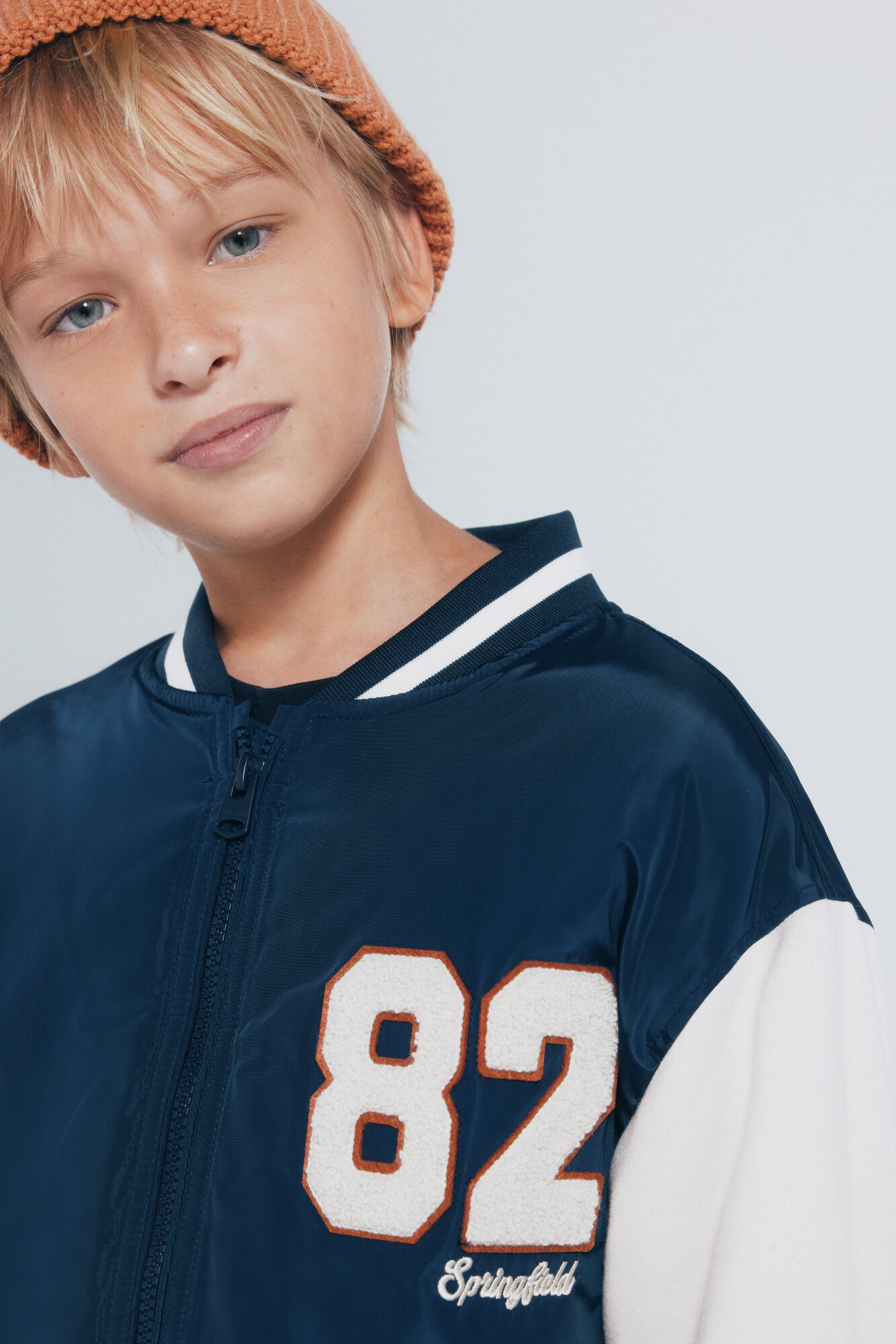 Springfield Kids Chaqueta varsity beisbolera ni&ntilde;o azul