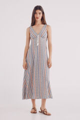 Springfield Vestido midi cenefas marfil