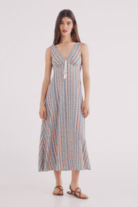 Springfield Vestido midi cenefas marfil
