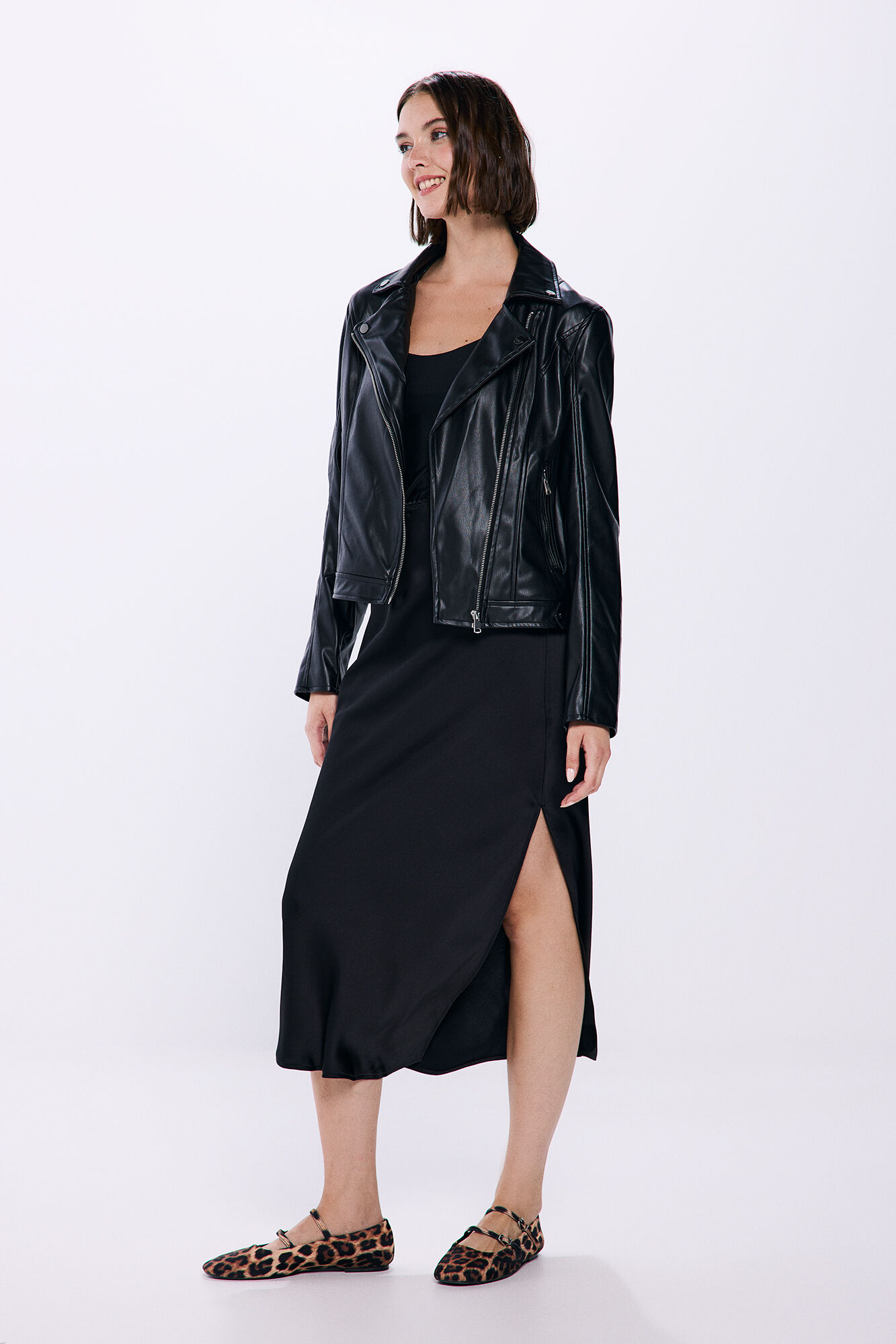 Springfield Falda midi negra satinada negro