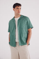 Springfield Camisa manga corta tipo guayabera ligera jacquard verde