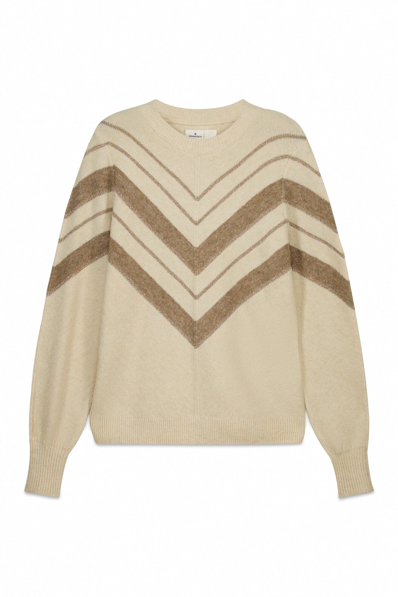 Springfield Jersey de l&uacute;rex con estampado de chevr&oacute;n beige