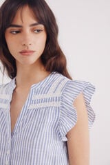 Springfield Blusa lace insertado azul