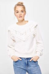 Springfield Suéter Volantes Lace Algodón beige