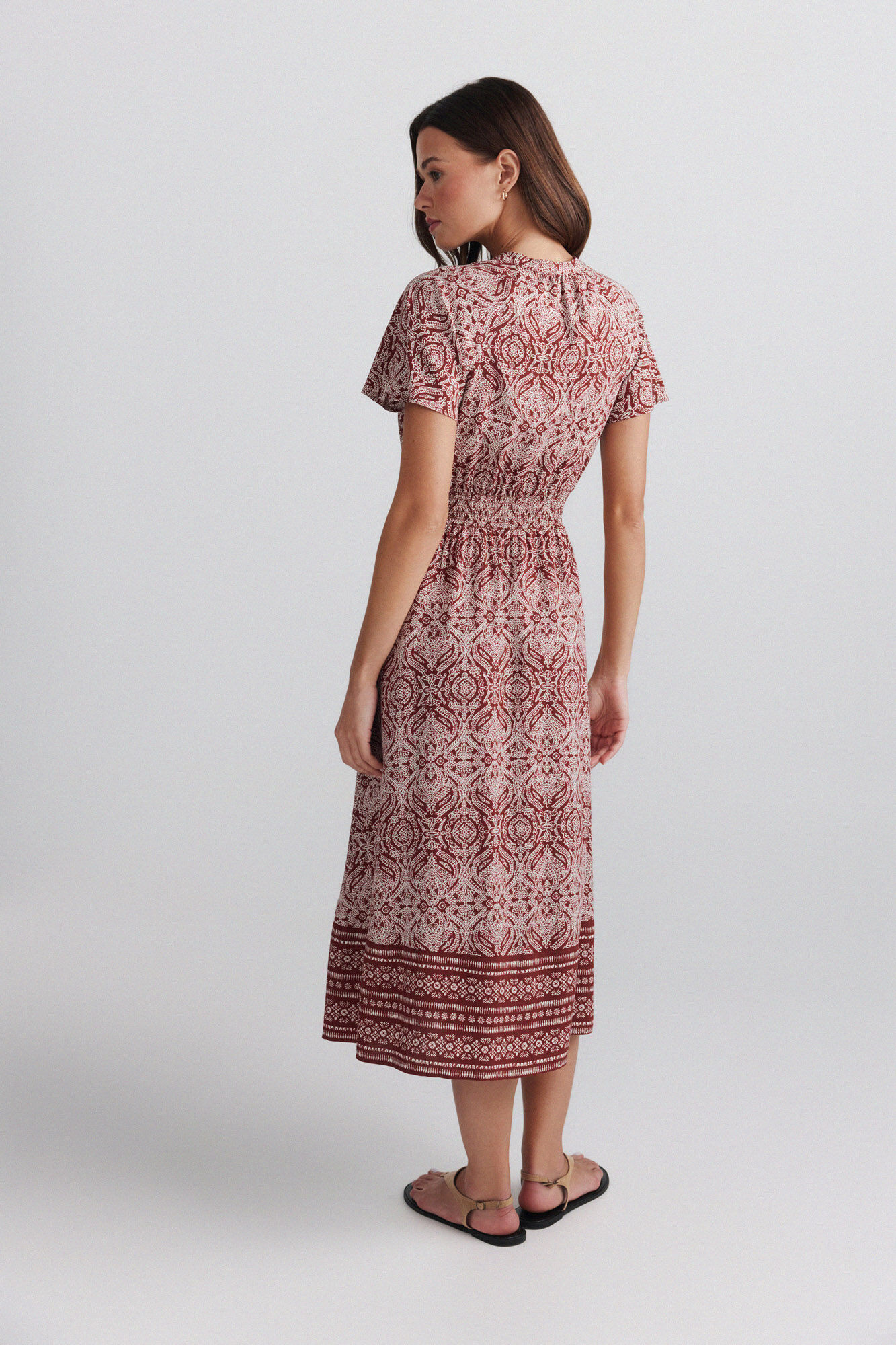 Springfield Vestido midi camisero estampado p&uacute;rpura