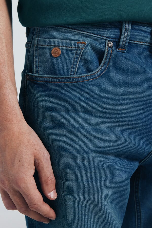 Springfield Jeans de denim de punto teñidos y ajustados turquesa