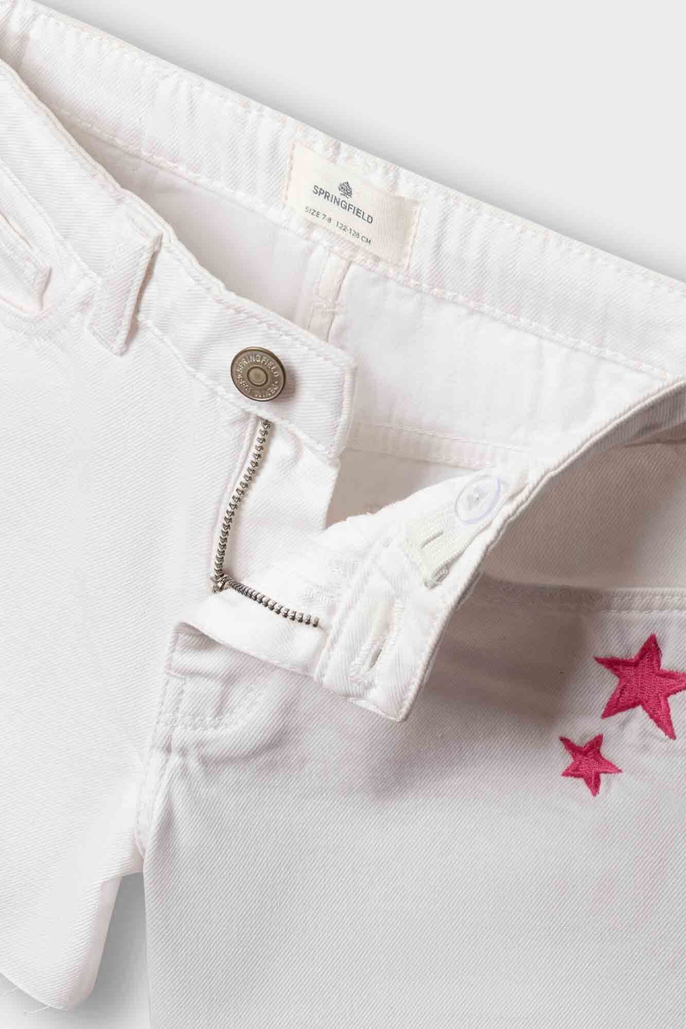 Springfield Kids Short de sarga b&aacute;sico para ni&ntilde;a marfil